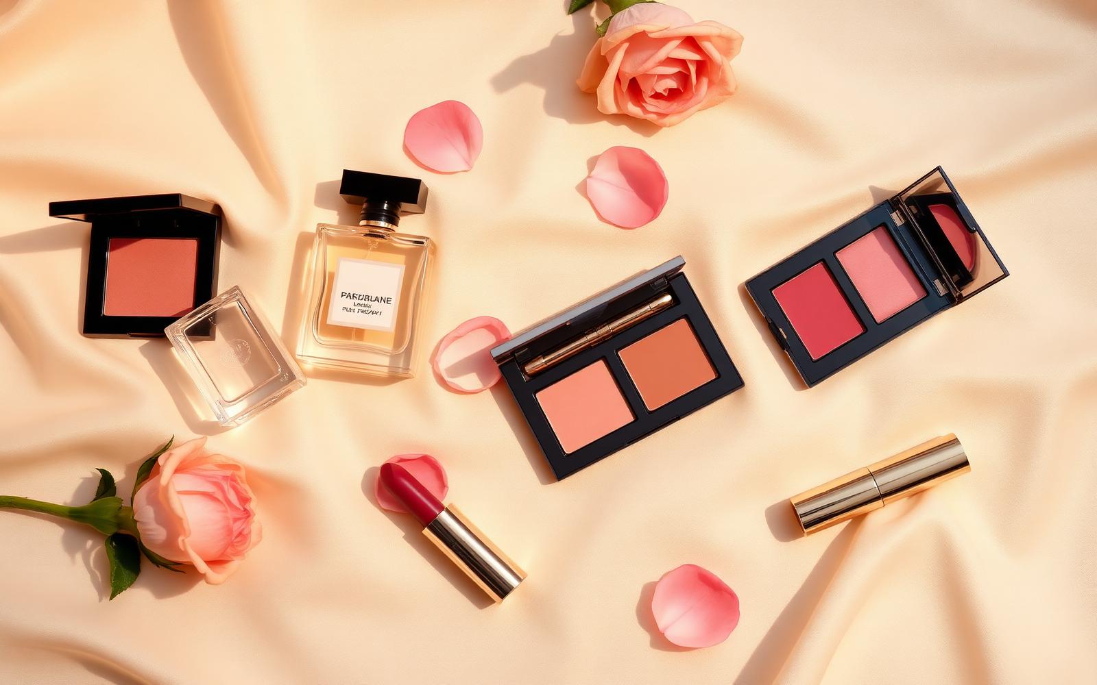 Luxury cosmetics flat lay at The Brand Cosmetic Jauharabad